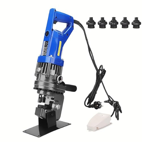 Lissontine Perforadora Hidráulica Eléctrica 120V/230V 1300W | Taladro Hidráulico Industrial 10 Ton | Kit con 5 Dados para Placas de Acero, Cobre y Aluminio