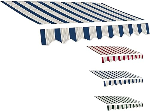 Sostituzione Telo Tende Rigata Tessuto (senza Telaio), Tessuto Tende da Sole Impermeabile per Esterno in Poliestere con Protezione UV(Bleu,300x200cm/10x6.5ft)