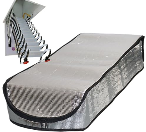 Nybhyjka Dachbodentreppen-Isolationsabdeckung, Dachbodenleiter, ausziehbares mit Reißverschluss, 63,5 x 137,2 cm, schützende Thermopaneele für kaltes Wetter, Lüftungsschlitze, Aufbewahrung
