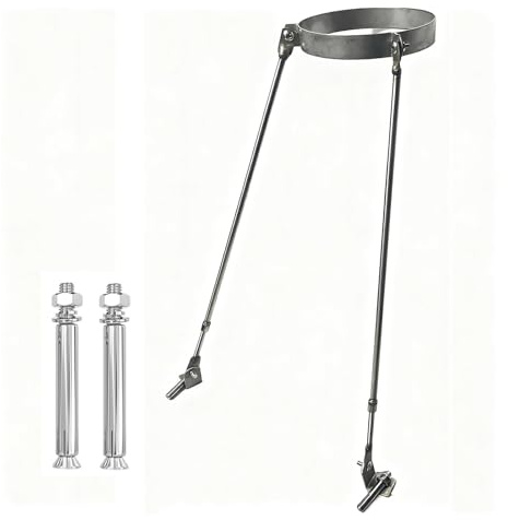 Chimney Pipe Fixed Support, Metal Silver Extended Roof Bracket, Compatible with Various Outer Diameter Sizes, Stability Against Wind & Snow(7.1in/180mm Hoop Dia)