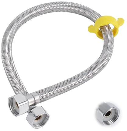 1PCS Flexible Pipe Contectors Elbow 1/2”(90°) x 1/2” BSP, 50cm Long Stainless Steel Braided Hose Pipes, Flexible Pipes for Bathroom, Kitchen, Toilet, Boilers, Plumbing(Size:50cm)