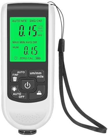 Misuratore di spessore della vernice for auto 0-2000 µm, misuratore di spessore della vernice Fe e NFe, misuratore di rivestimento manuale, strumenti for autoveicoli,Affidabile(White)