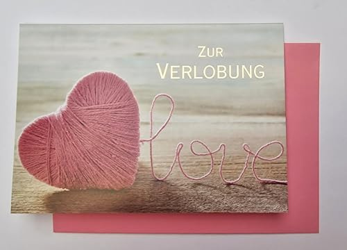 Michel Verlag Liebevolle Glückwunschkarte ZUR VERLOBUNG für Paare | Mit Herz und edler Goldprägung für beste Wünsche | Klappkarte inkl. Briefumschlag | Format 12x17cm | Made in Germany
