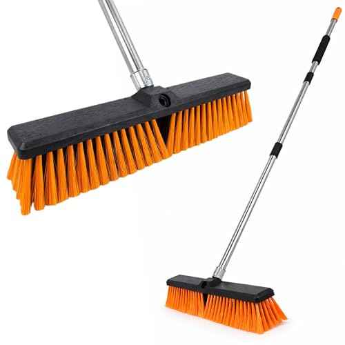BH |18 Yard Brush | Garden Broom | Heavy Duty Outdoor Broom |1.7m-Adjustable Metal Handle | Stiff Hard Bristles | Suitable for Factories, Warehouses, Schools, Patio, Garage, Driveways - by Best House