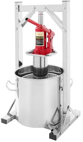 DYRABREST 12L Hydraulic Wine Press, 3 Ton/6614 lbs Fruit Press with Stainless Steel Basket, Manual Cider Apple Grape Press for Home Winemaking, Includes Bucket, Jack, Stand for Juice Extraction