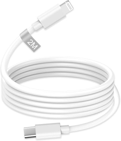 Cable Lightning USB C 2M,iPhone Cable USB C a Lightning [Certificado MFi] cable lightning to USB-C, 2.4A Blanco iPhone Carga Rápida Cabo USB C Lightning para iphone 14/ 13/12/11/Pro/SE/X/8/7/5/XR/iPad