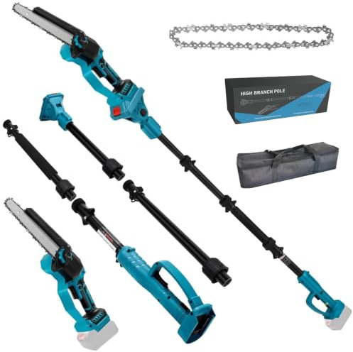 Coupe-branches sans fil 2 en 1 - Compatible avec Makita 18 V - Tronçonneuse 6 avec tige télescopique - Tronçonneuse télescopique avec portée de travail de 4,5 m - Pour l'élagage des arbres et des