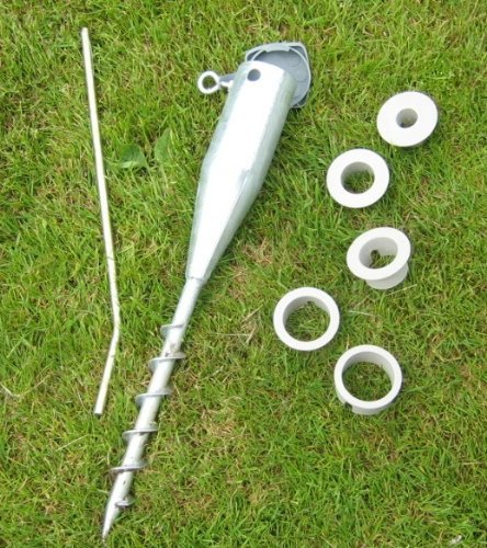 Spetebo Supporto per ombrellone, da avvitare, per stendibiancheria, in metallo/picchetto da avvitare