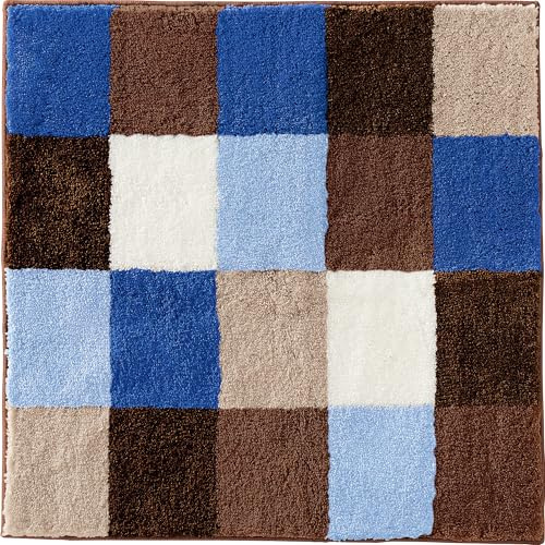 Erwin Müller Badematte Kreta blau Größe 90x90 cm, Badteppich, Badvorleger rutschhemmend - kuscheliger Hochflor, für Fußbodenheizung geeignet