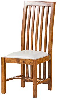 Massivmoebel24.de Stuhl Oxford aus Akazienholz, Esszimmerstuhl im Kolonialstil aus Massivholz, Sitzfläche mit Polsterung