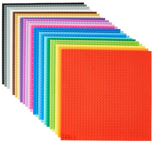 Strictly Briks - Bauplatten zum Bauen von Türmen, Tischen & mehr - kompatibel mit Lego - 10 x 10“ (25,4 x 25,4 cm) - 24 Stück in 24 Farben