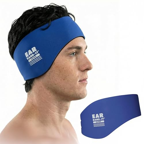 Ear Band-It Natation Bandeau (retenir l' eau, maintenez bouchons oreilles) recommandé par le médecin et protection contre l' eau Les grands (âgés de 10 ans et adultes) Bleu