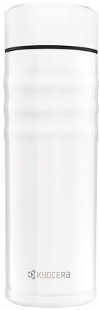 Kyocera MB17S WH Twist Bottiglia Termica in Ceramica 500ml | Il corpo in acciaio inossidabile isolato sottovuoto mantiene le temperature calde/fredde, l'interno in ceramica aiuta a