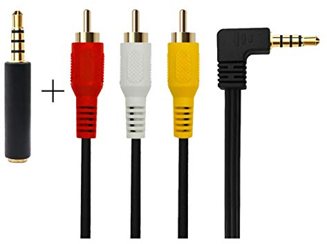 3,5 mm bis 3 Cinch AV Audio und Videokabel für TV Box / MP3 / PC Kamera mit geschirmten 3,5 mm vergoldet 90 Grad Ellbogen, 3 Cinch Stecker Audio und Videokabel(3,5 Ellenbogen 2,5 m)