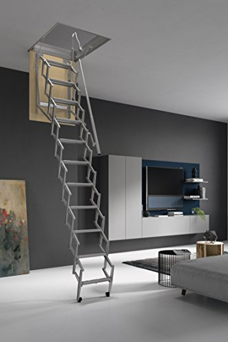 Scala Retrattile a Pantografo per Soffitta (11 Gradini), 60 x 80 cm (Ht 276/300 cm)