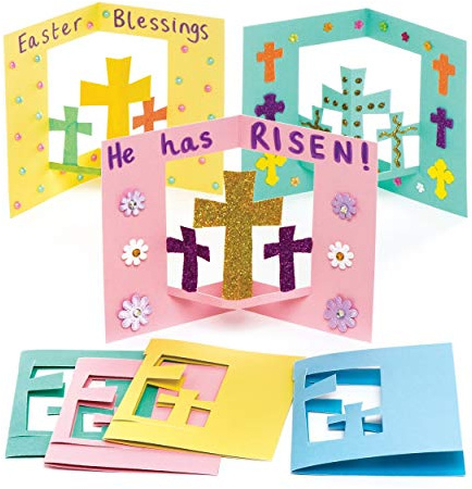 Baker Ross AW293 Pop-Up-Karten mit Kreuz, Bastelprojekt zu Ostern für Kinder, 8 Stück