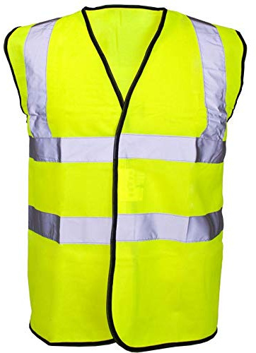 Hi Vis Vest High Viz Visibility 2 Band Brace Reflective Flashing Strips Security Work Wear Contractor Safety Vests Waistcoat Top Size S-6XL(Yellow, XL)