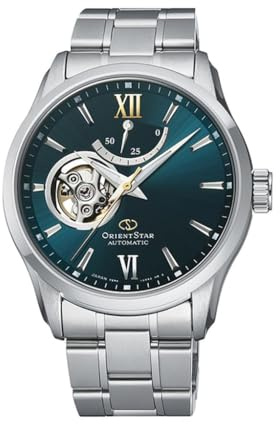Orient Automatik Herren Armbanduhr aus Edelstahl in der Farbe Silber-grün, Gehäuse 40 mm, wasserdichte: 10 ATM, RE-AT0002E00B