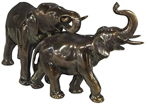 Casa Padrino Bronzefigur/Skulptur Elefanten Paar Bronze 26 x 9 x H. 13 cm - Luxus Dekofiguren
