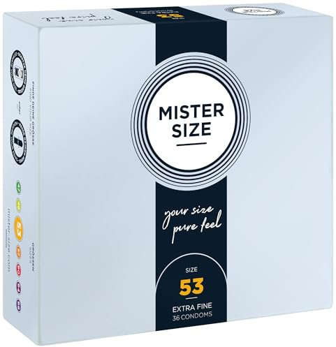 MISTER SIZE Kondome gefühlsecht hauchzart 53mm im 36er Pack/extra dünn, extra fein, extra feucht/aus 100% Naturkautschuk-Latex in deiner Größe XS - S/natural feeling 36er Packung