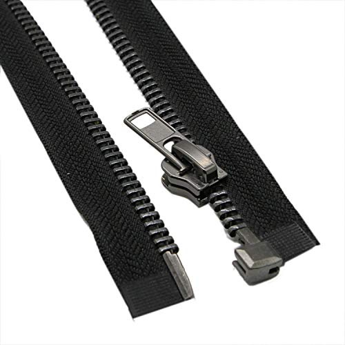#8 20 Inch Separating Jacket Zipper Black Nickel 50.8cm Metal Zipper Heavy Duty Metal Zippers for Jackets Sewing Coats Crafts (20 Nickel) Leekayer