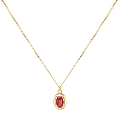 LUUK LIFESTYLE Collane in argento sterling 925, 50cm, con ciondolo pietra onice nero e rosso dal design elegante, gioielli da donna moderni, stile Vintage, nei colori argento e oro