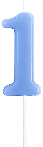 eusbon 1st Birthday Candle, 2.76” Big Size Number Candle for Cake Decoration, Birthday Party, Wedding Anniversary, Blue (Number 1)