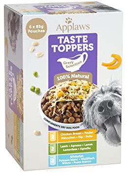 Applaws Premium Natural Nassfutter für Hunde, getreidefreie Auswahl an Huhn und Fisch in Sauce, Futter-Topping für Hunde 6 x 85g Packung