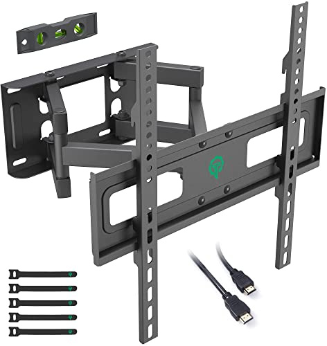 TIPTOP GEAR TV Wall Bracket for 32-60 Inch, Swivels Tilts Extends, Double Arm Full Motion TV Wall Mount Holds up to 45kg, Max. VESA 400x400mm, Includes HDMI Cable, 5 Cable Ties