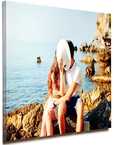 Tableau personnalisé photo carré – Toile personnalisée sur cadre bois – Tableau personnalisable multi-taille – Cadeau personnalisé noël, fête mères