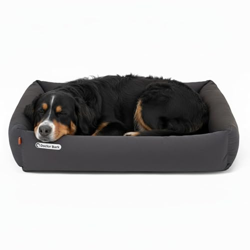 Doctor Bark Hundebett Orthopädisch - Waschbar bis 95°C, Geruchsfrei & Hygienisch - Kuscheliger Hundekorb Grosse Hunde mit Hundematratze (XXL - 110x100 cm, Grau)