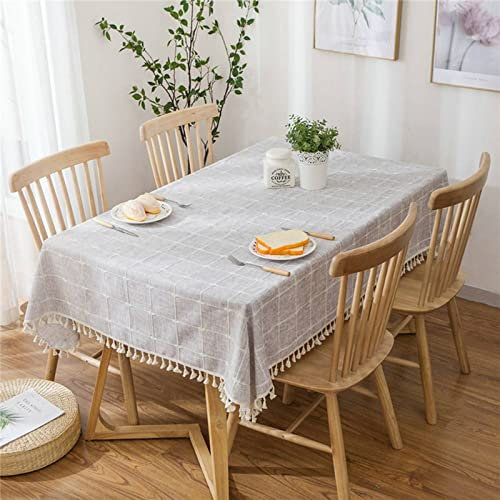 EHOMERY Nappe Table Rectangulaire Tissu 6 Couverts Style À Carreaux Simple Enfant Toile Cire Gris Décoration De Protection 140X250Cm