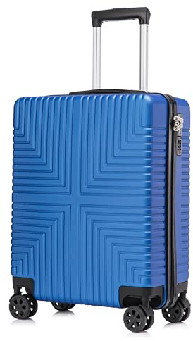 DK Luggage Carry-on 20” Cabin EasyJet, BA, Jet 2 Hard Shell Large Cabin Hand Luggage Approved Suitcase 4 Wheel Spinner ABS30 Blue