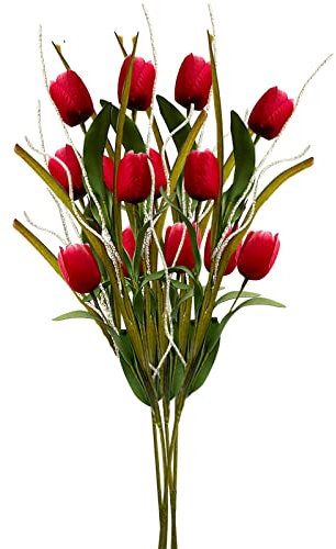 71 cm konstgjorda tulpanblommor, 3 huvuden falska tulpaner äkta touch tulpanblommor bukett falskt bröllop tulpaner brudbukett påsk vår krans (5 st)