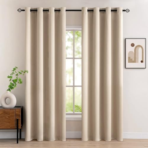 MIULEE Cortinas Opacas Termicas Ojales Salon Dormitorio 2Pz 140x200cm Beige