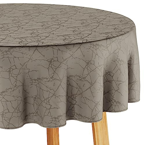 Filumi Tischdecke 130x180 cm oval Beige Abwaschbar Für Indoor Outdoor Marmormuster Manil