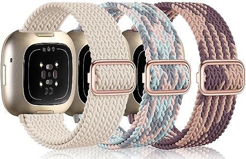 Epova Armbänder Kompatibel mit Fitbit Versa 3/ Versa 4 Armband Damen Herren, Weich Elastisch Nylon Ersatzband für Sense/Sense 2 Armband