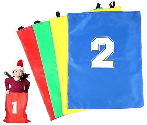 SMELEYOU Sports Day Kit 4Pcs 71.5x51.5 cm Large Capacity Canvas Foldable Portable Sack Race Bags double handles Outdoor Children Jumping Bags