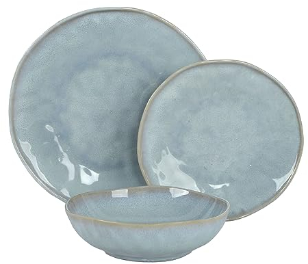 WeHome - Servicio de Platos para 6 Personas, Juego de 18 Piezas de Cerámica de Colores, Modernos, Lavables en Lavavajillas, Compatibles con Microondas (Azul)