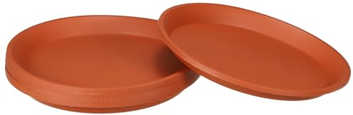 PATIKIL Plante Soucoupes 9 Pouce, 6 Paquet Rond Plastique Fleur Pot Plus Épais Plante Gouttes Plateau pour Intérieur Extérieur Accueil Jardin, Terre Cuite