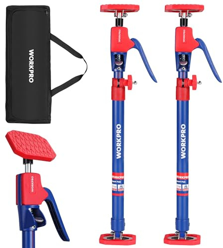 WORKPRO Cabinet Jack Support Pole, 23-5/8 to 45-1/4 Steel Telescopic Quick Support Rod Adjustable 3rd Hand Support System with 154 lbs Capacity for Cabinet Jack, Drywall Jack& Cargo Bars, 2-Pack