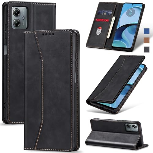 Jasonyu Funda para Motorola Moto G14 Flip Case,Negro | Cuero PU Carcasa,Tipo Libro con Tarjetas y Cartera,Soporte Plegable,Cierre magnético,Capa