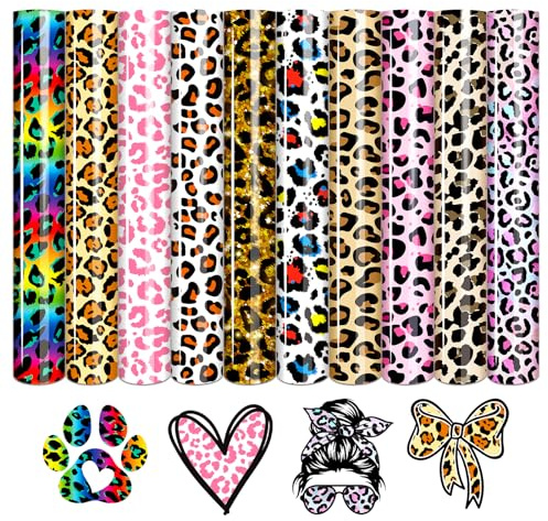 Tintnut Leopard - Pellicola per plotter in tessuto, 10 pezzi, 30 cm x 25 cm, perfetta per plotter e presse di trasferimento