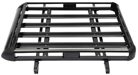 Universal Auto Dachständer, Aluminium Korbwanne Gepäck Laderträger, Dachkorb Gepäckträger 127 * 97 cm Schwarz (150lbs)