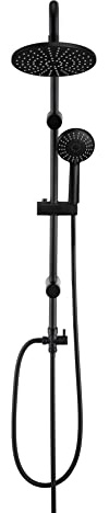 Florenta Système de Douche à Effet Pluie sans Robinetterie, Kit de Douche avec Barre de Douche en Acier Inoxydable, Pomme de Douche en ABS et Douchette à Main 4 Jets Noir Mat (D20MB)