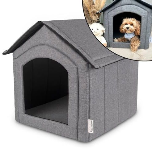 Petsona Grotta Per Cani Pieghevole Casa Per Cani Con Tetto Rimovibile Letto Per Gatti Animali Domestici Cuccia Per Cani Taglia L, Grigio
