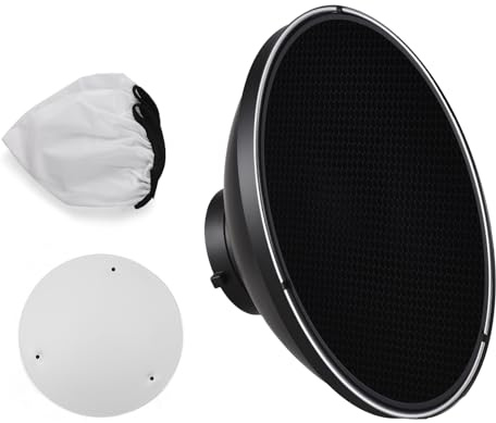 Andoer 30 cm/11,8 Zoll Standardreflektor Beauty Dish Bowens-Halterung mit weißem Diffusor-Reflektor-Wabengitter für Studio-Porträtfotografie, Stroboskop-Blitzlicht