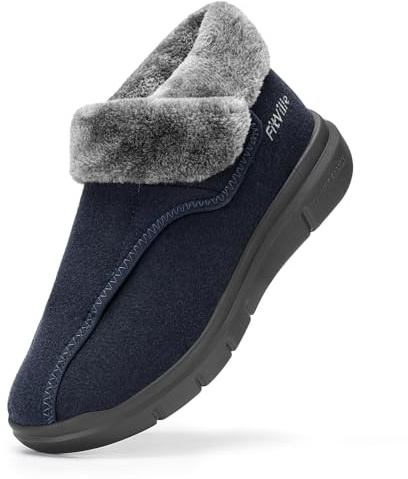 FitVille Stivaletti Uomo Invernali per Diabetici Extra Larghe Stivali da Neve Calde e Salutari per Gonfiori blu ardesia 43 EU X-Larga