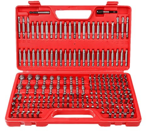 214-Piece Screwdriver Bit Set, CV Steel Power Bit Set, Drill Bit Set with Security Bit Torx Bit Nut Driver Hex Bit Set, with 1/4” Extension Bit Holder & 1/4” Quick Lock Release Bit Holder