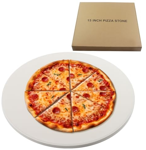 38,1 cm runder Pizzastein, robuster Cordierit-Pizza-Grillstein, Brotbackstein für Wohnmobil-Ofen, Grill und Toaster-Ofen, ideal zum Backen von knuspriger Krusten-Pizza, Brot (38,1 cm)